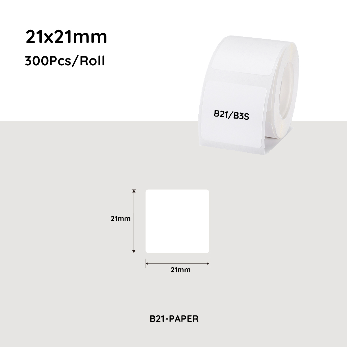 V943-B-PAPER-R2121-300-202507211155-00 NiiMbot white label paper 21*21mm 300 Pcs For B21/B3S/B1 - Image 1