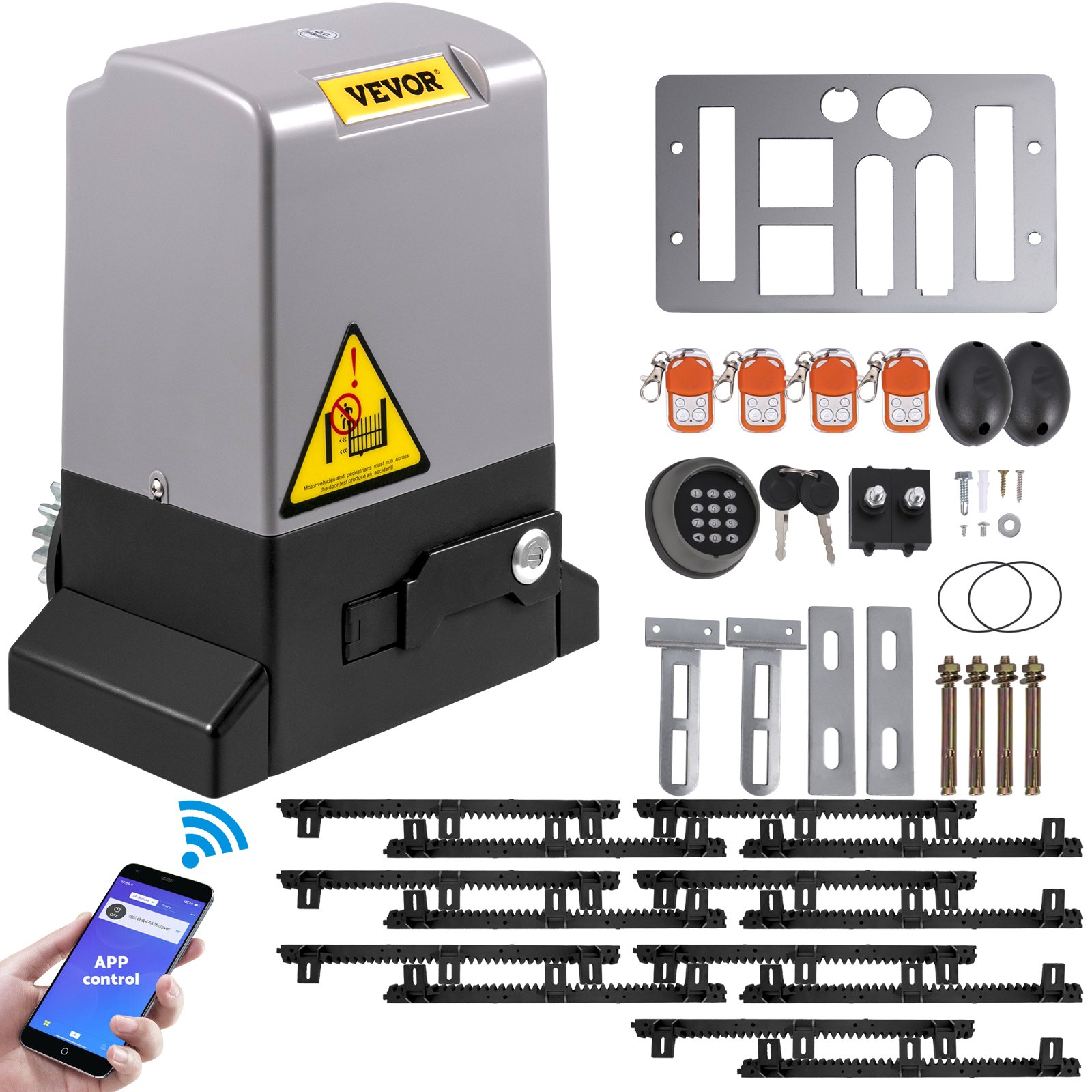 V952-CKKMJ1800KG7MAPP1V3-202507141548-00 VEVOR Sliding Gate Opener Automatic Sliding Gate 1800 KG 4 Remote & APP Control - Image 1