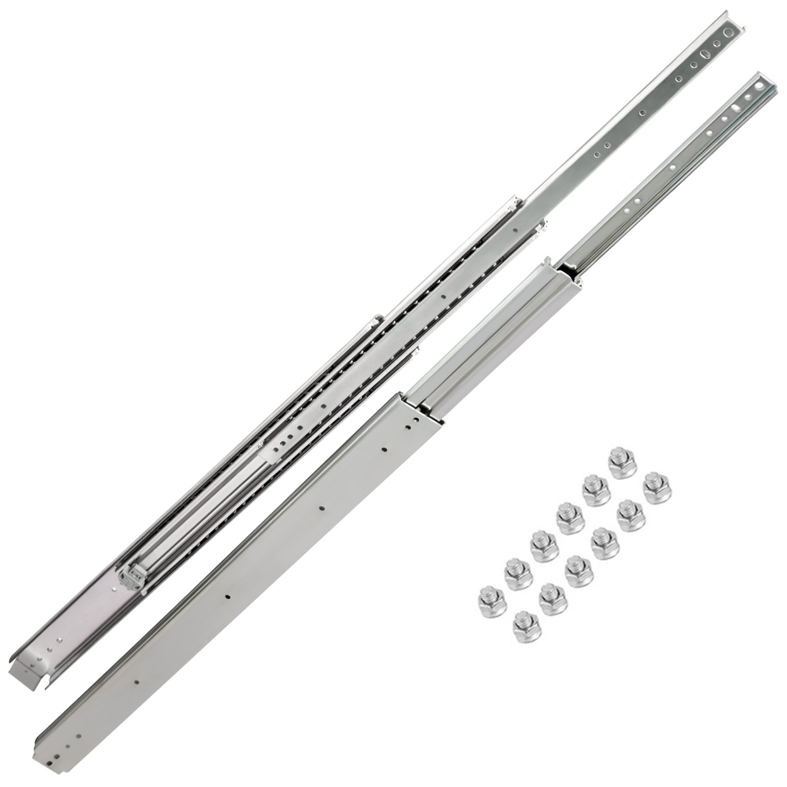V952-CTDGBYCW50042RHEWV0-202507141810-00 VEVOR Drawer Slides, 1 Pair 42 Inch Heavy Duty Drawer Slides, Ball Bearing Side Mount Drawer Hardware Slides, 500 LBS Load Capacity 3-Section Full Extension Drawer Slides for Smooth Slide, Less Noise - Image 1