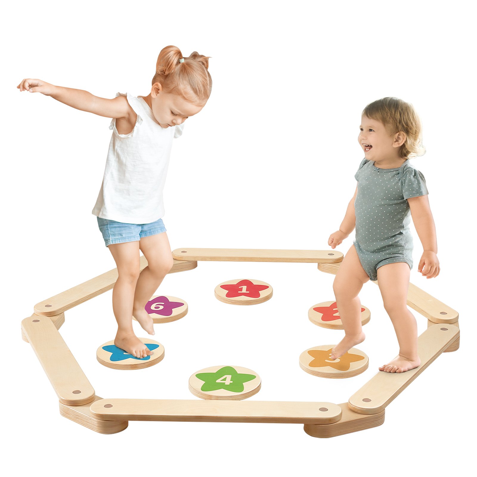 V952-ETPHMMZGM6B6L7L2DV0-202507141731-00 VEVOR Kids Balance Beam Stepping Stones Gymnastics Children Balance Board 6 PCS - Image 1