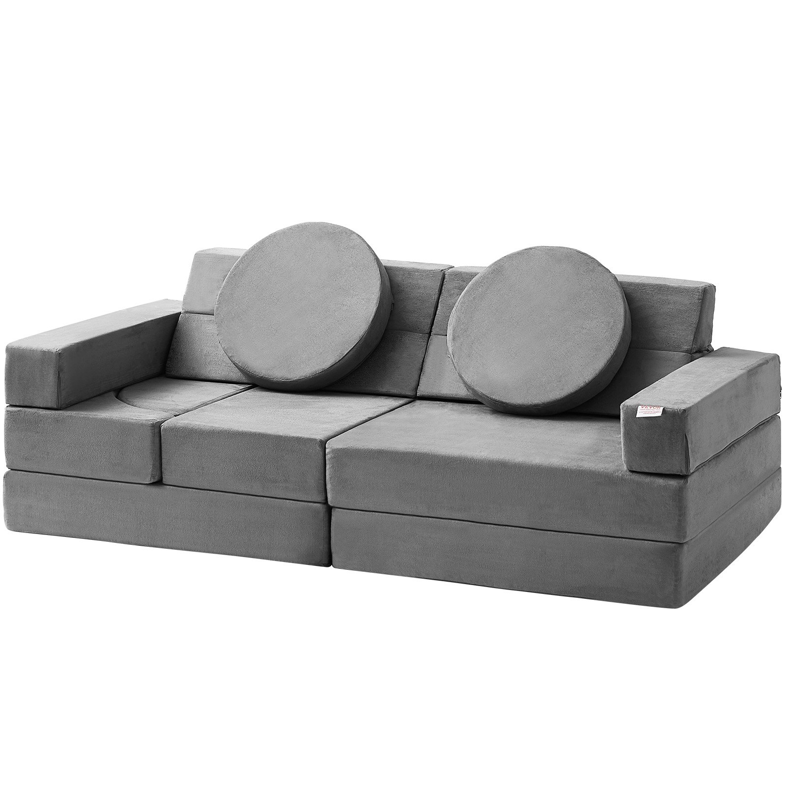 V952-ETSF1656625YVMCKFV0-202507141440-00 VEVOR Play Couch, 15pcs Modular Kids Nugget Couch, Toddler Foam Sofa Couch with High-density 25D Sponge for Playing, Creativing, Sleeping, Imaginative Kids Furniture for Bedroom and Playroom - Image 1