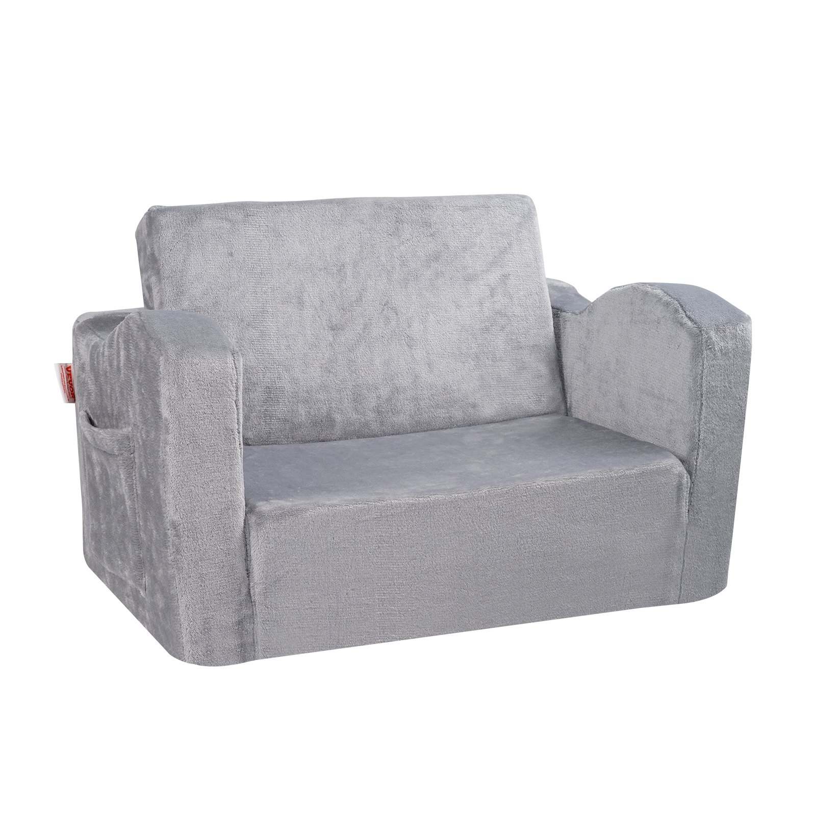 V952-ETSF6354652INYQ5DV0-202507141647-00 VEVOR Baby Chair Foldable 2-in-1 Comfy Baby Lounger Couch Kids Sofa Grey - Image 1