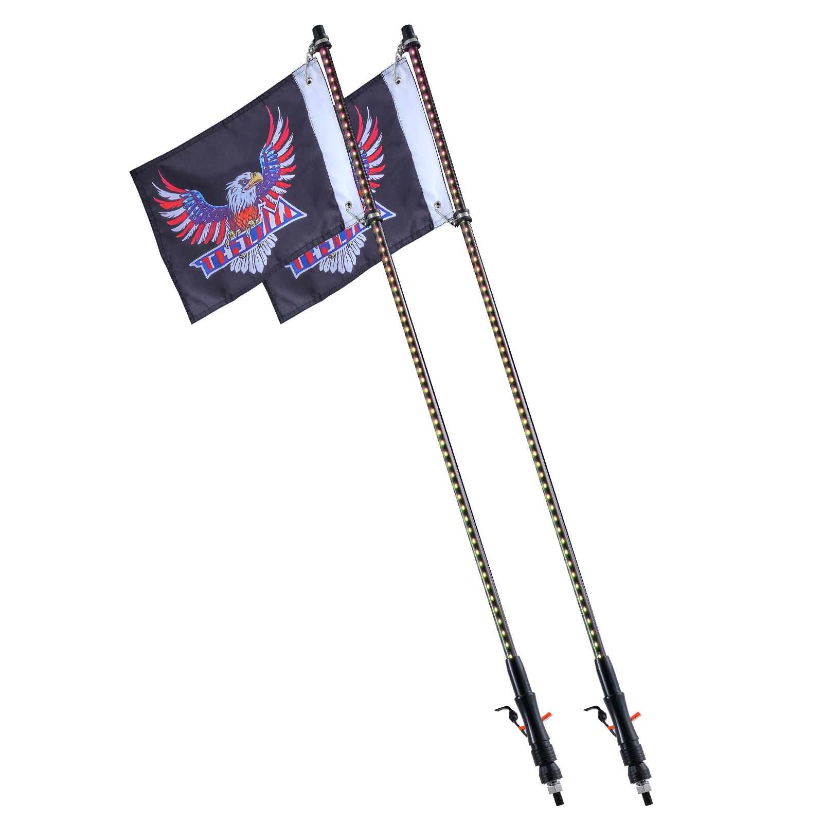 V952-NBKJPPTDZ3YC08D12V9-202507141537-00 VEVOR 2 PCS 3 FT Whip Light, APP & RF Remote Control Led Whip Light, Waterproof RGB Chasing Lighted Whips with 4 Flags, for UTVs, ATVs, Motorcycles, RZR, Can-am, Trucks, Off-road, Go-karts - Image 1