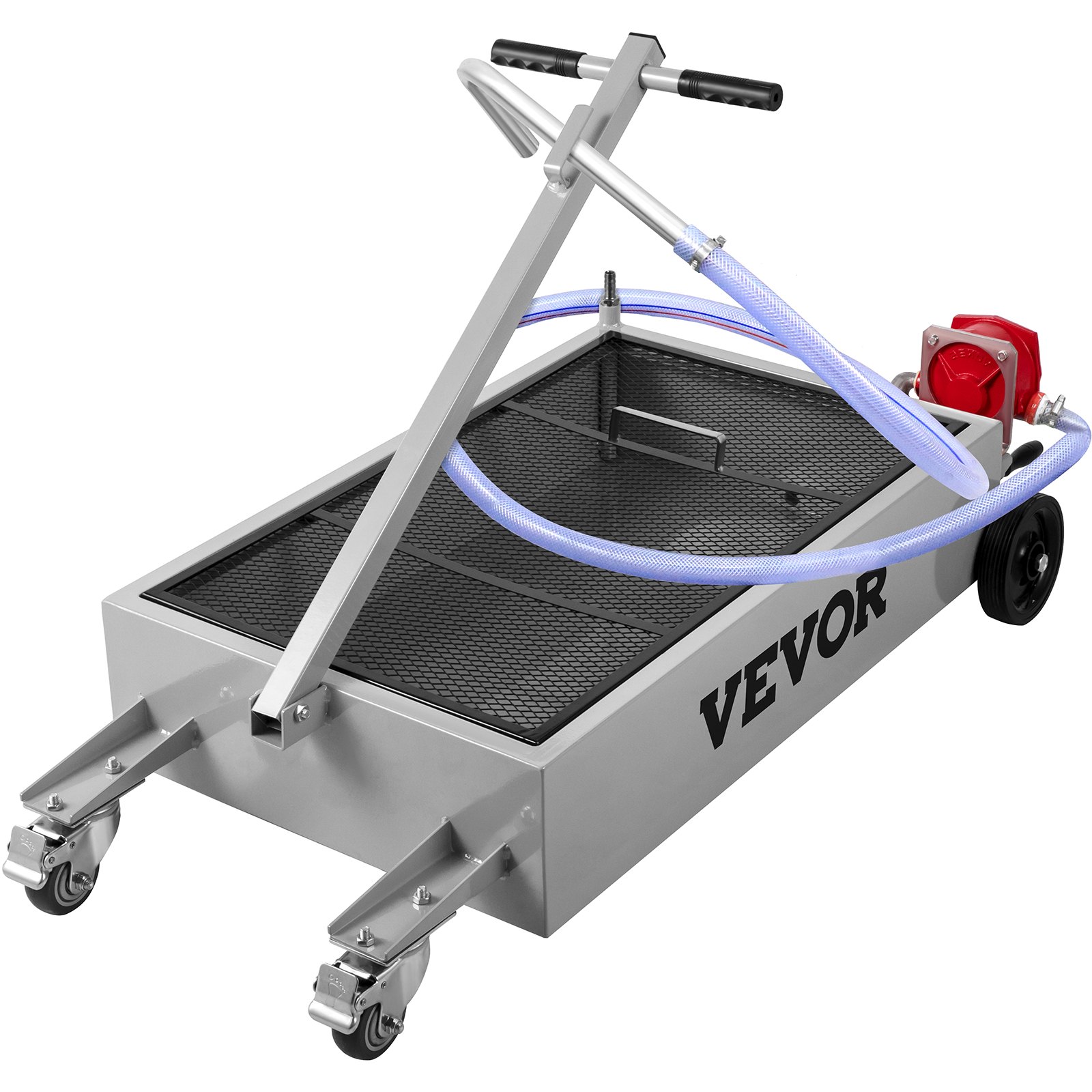 oil drain pan VEVOR Low Profile Oil Drain Pan Truck Drain Pan 57 L with Pump Hose Casters - Image 1