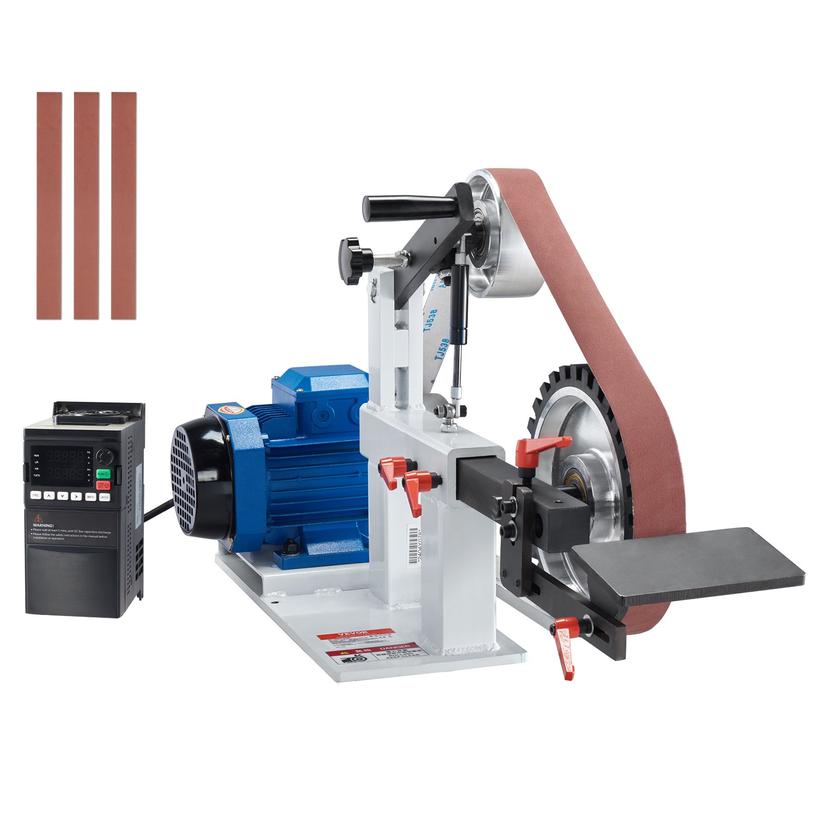 V952-SDMC1500W722VBGPTV3-202508011322-00 VEVOR Belt Grinder Sander, 72 x 2-Inch Variable Speed Belt Polisher with VFD, 1500W 2HP Polishing Grinding Machine with 3 Grinding Moulds & 3PCS Sanding Belts for Metalworking, Knife Making - Image 1