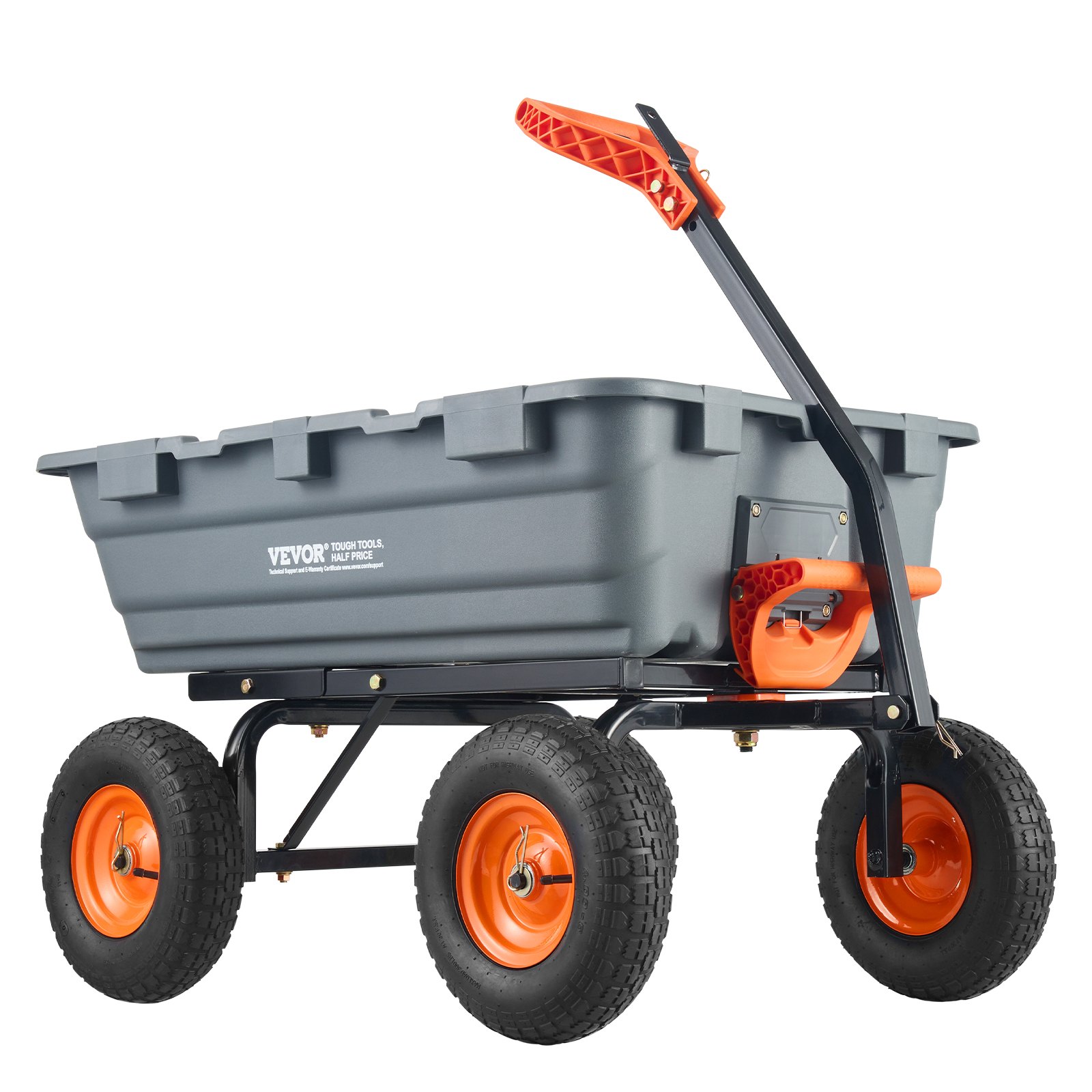 V952-SLZXTC1200B0XEEV4V0-202507141717-00 VEVOR Dump Cart, Poly Garden Dump Cart with Easy to Assemble Steel Frame, Dump Wagon with 2-in-1 Convertible Handle, Utility Wheelbarrow 544kg/ 1200lbs Capacity, 33cm/ 13 inch Tires - Image 1