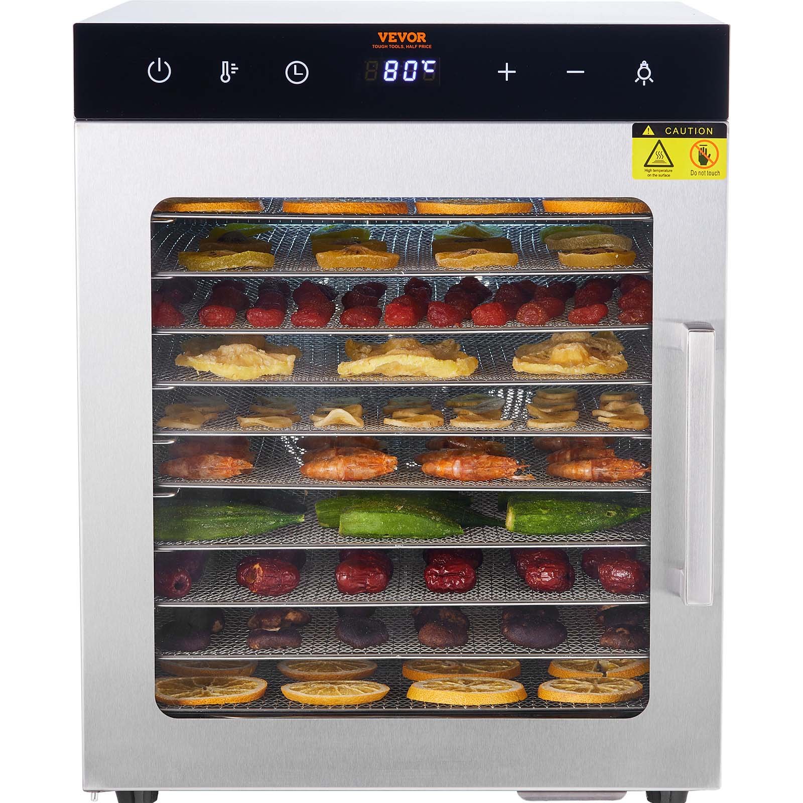 V952-SPF100548800WDQGIV3-202507141221-00 VEVOR 10 Trays Food Dehydrator Machine Stainless Steel 800W Jerky Fruit Drying - Image 1