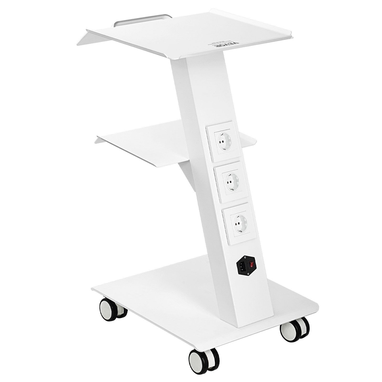V952-SYSSTCB4Q23534XEFV3-202507141648-00 VEVOR Trolley Cart Dental Lab Mobile Rolling Serving Cart 3 Layers with Socket - Image 1