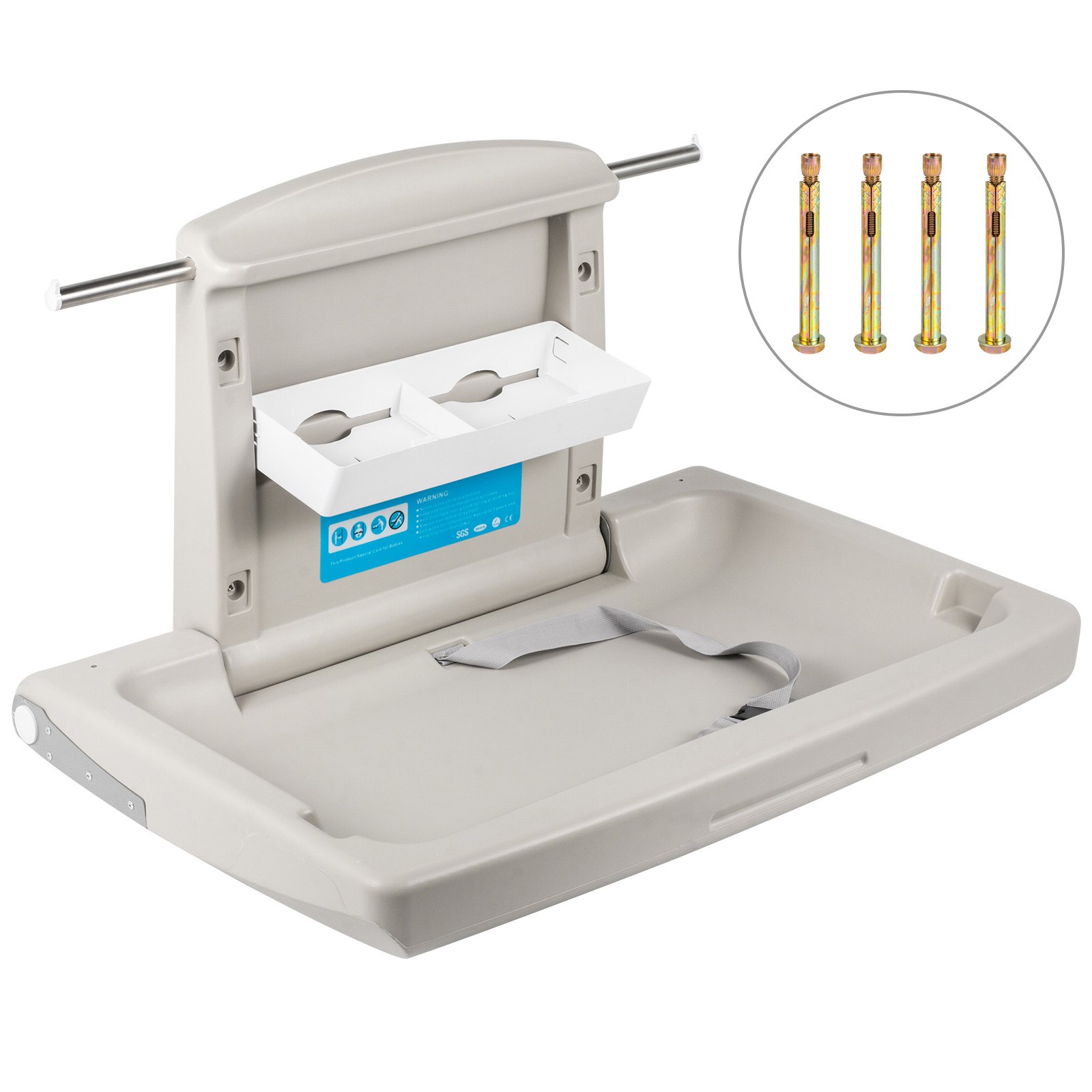 V952-YENBGHZ0000000001V0-202508011737-00 VEVOR Horizontal Baby Changing Table Wall-mounted Baby Diaper Changing Station Vertical Fold Down Baby Changing Table - Image 1