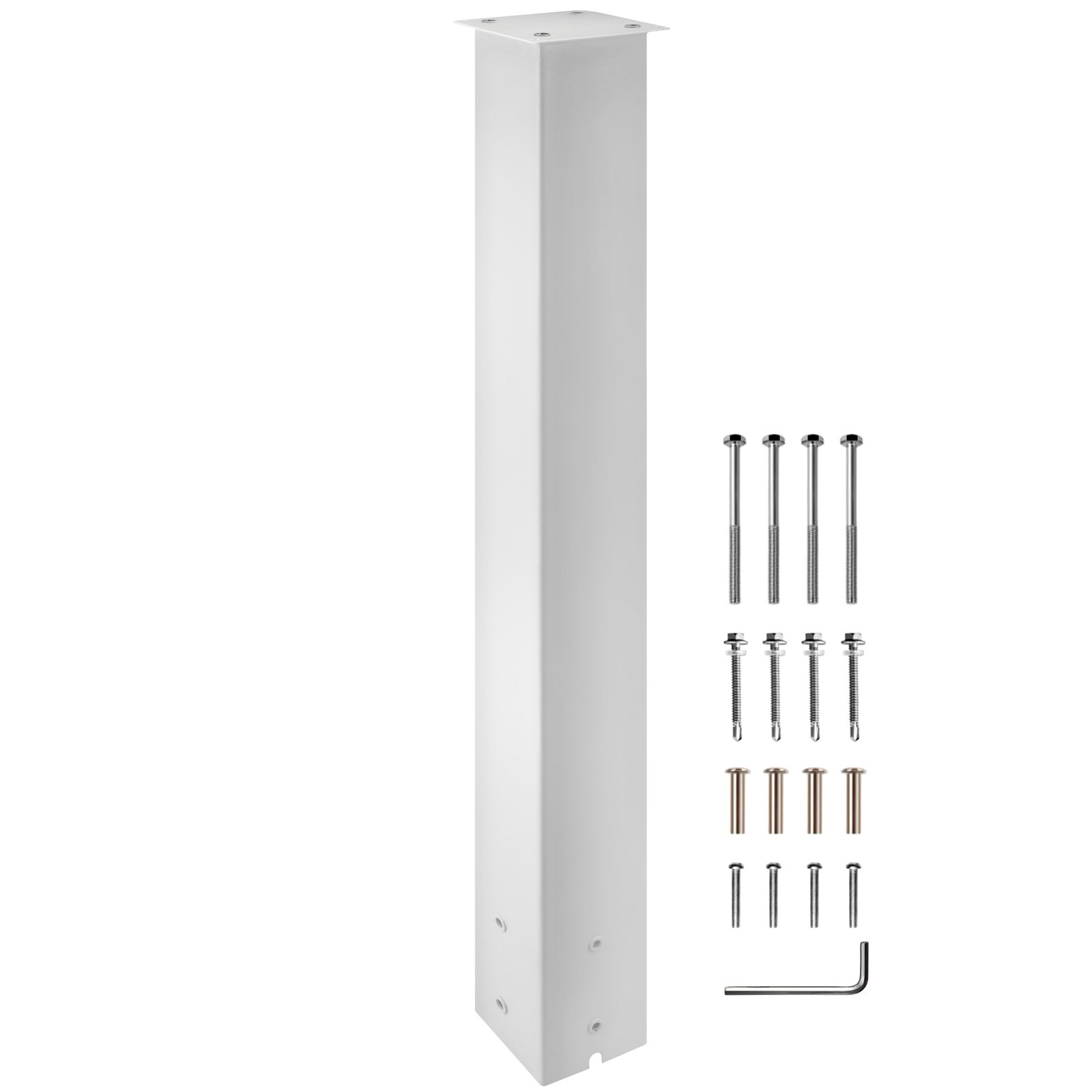 V952-YXZZCJYCGJS4346PNV0-202507141248-00 VEVOR Mailbox Post, 43"" High Mailbox Stand, White Powder-Coated Mail Box Post Kit, Q235 Steel Post Stand Surface Mount Post for Sidewalk and Street Curbside, Universal Mail Post for Outdoor Mailbox - Image 1