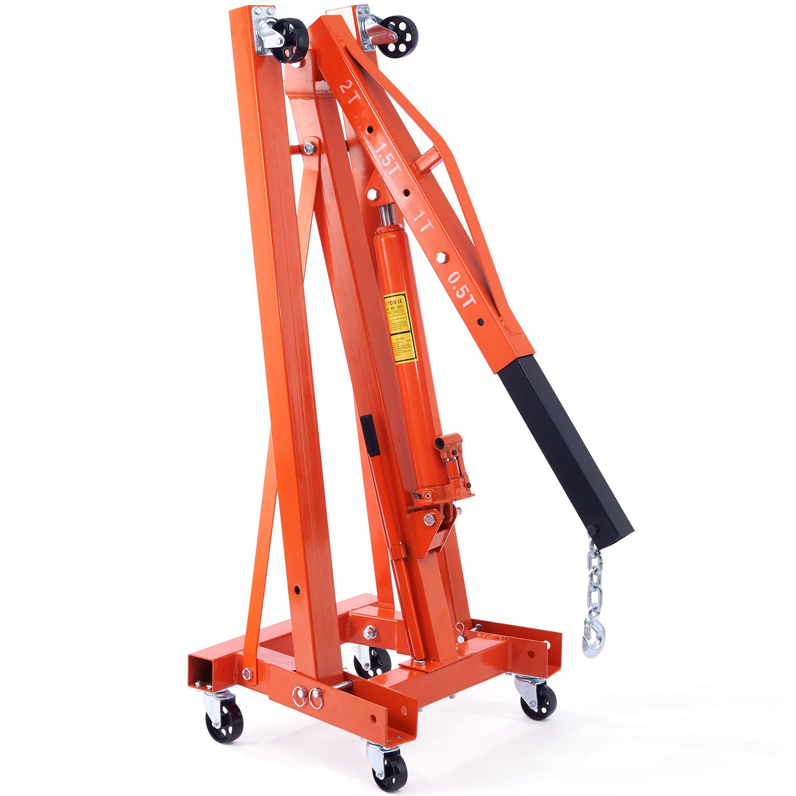 V952-ZDSFDJQZJCJH2V44JV0-202507141516-00 VEVOR Hydraulic Engine Hoist with Lever, 2000KG Heavy-duty Cherry Picker Shop Crane, Foldable Engine Crane and Engine Hoist leveler for Auto Repair, Motors, Weights Lifting, Loading - Image 1