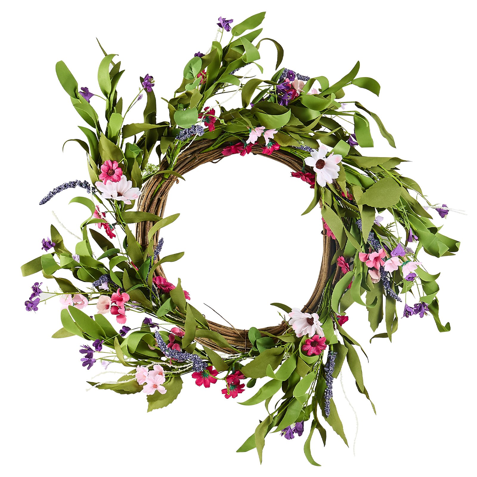 V952-ZSHH22INCHCJY8KMFV0-202507141248-00 VEVOR Artificial Decorative Wreath 55.88 cm Pink Green with Daisies Year Round - Image 1