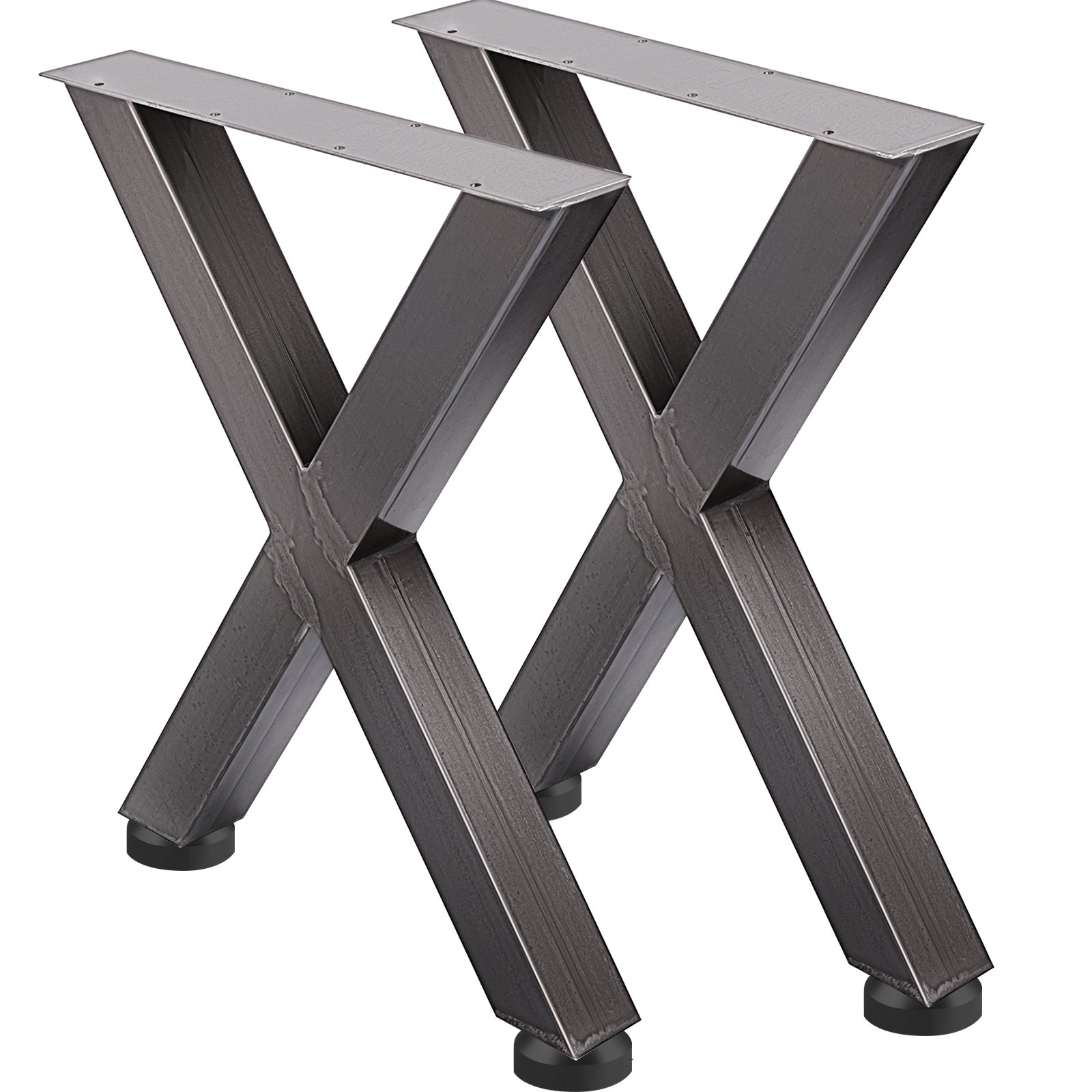 V952-ZTCX720X600MM0001V0-202507141332-00 VEVOR Set of 2 Steel Table Legs, 28'Height 24'Wide Dining Table Legs, Heavy Duty 3.1" Square Box Section X Frame Table Legs, 28x24x3.1 Inch Original Color Industrial Country Style Metal Dining Legs - Image 1