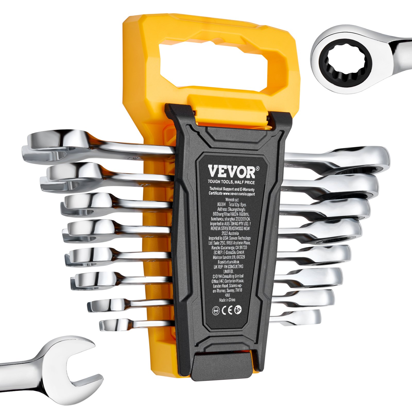 V952-ZXBSTZGDK8PCTOFDPV0-202507141322-00 VEVOR Combination Wrench Set 8-Piece Metric 8 mm to 19 mm with Organizer Rack - Image 1