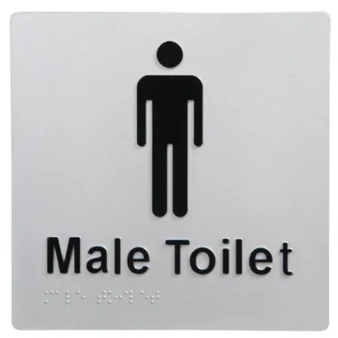 V959-DTBS0002-202507050205-00 Male Toilet Braille Sign Silver / Black - Image 1
