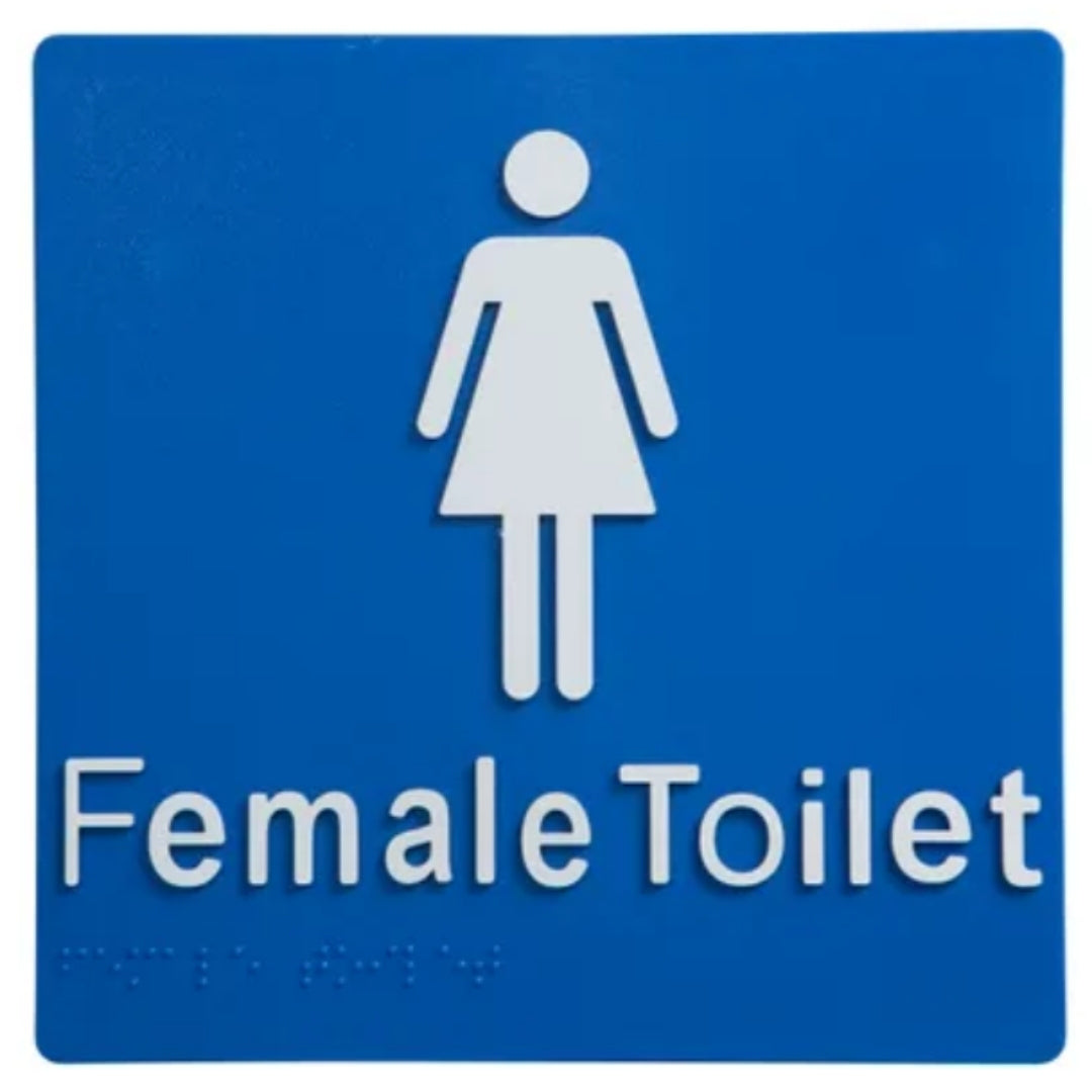 V959-DTBS0003-202507050206-00 Female Toilet Braille Sign Blue / White - Image 1