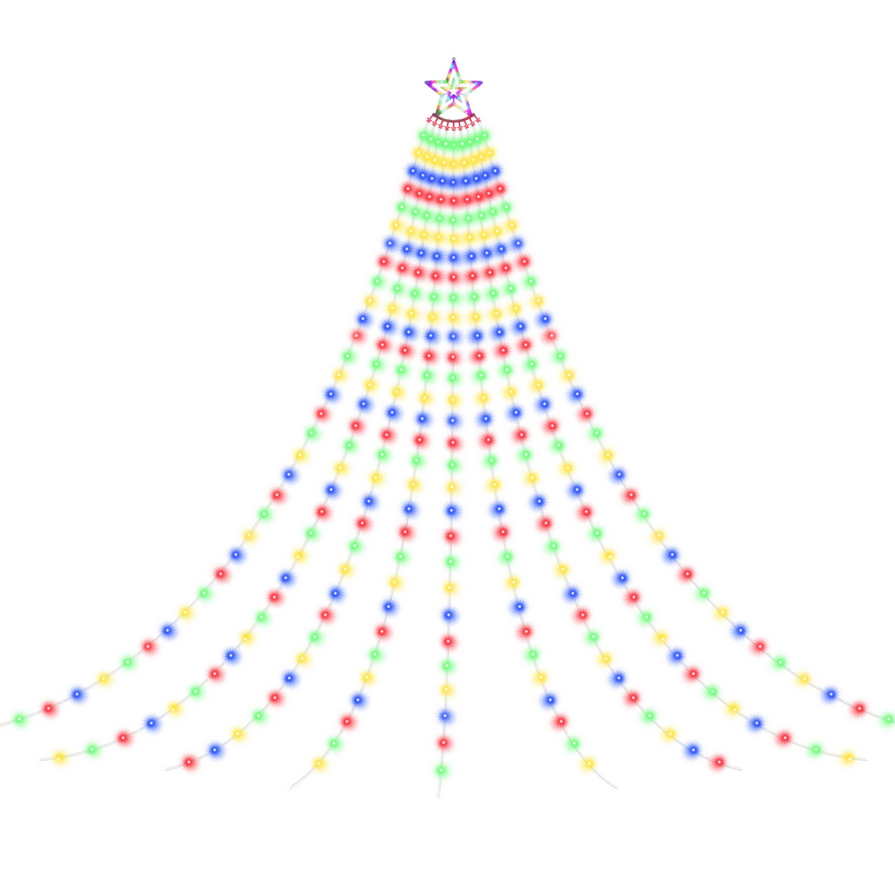 XMAS-MOT-TREE-35-RGB-202508061618-00 Jingle Jollys 3.8M Christmas Lights Waterfall String Light 340 LED - Image 1